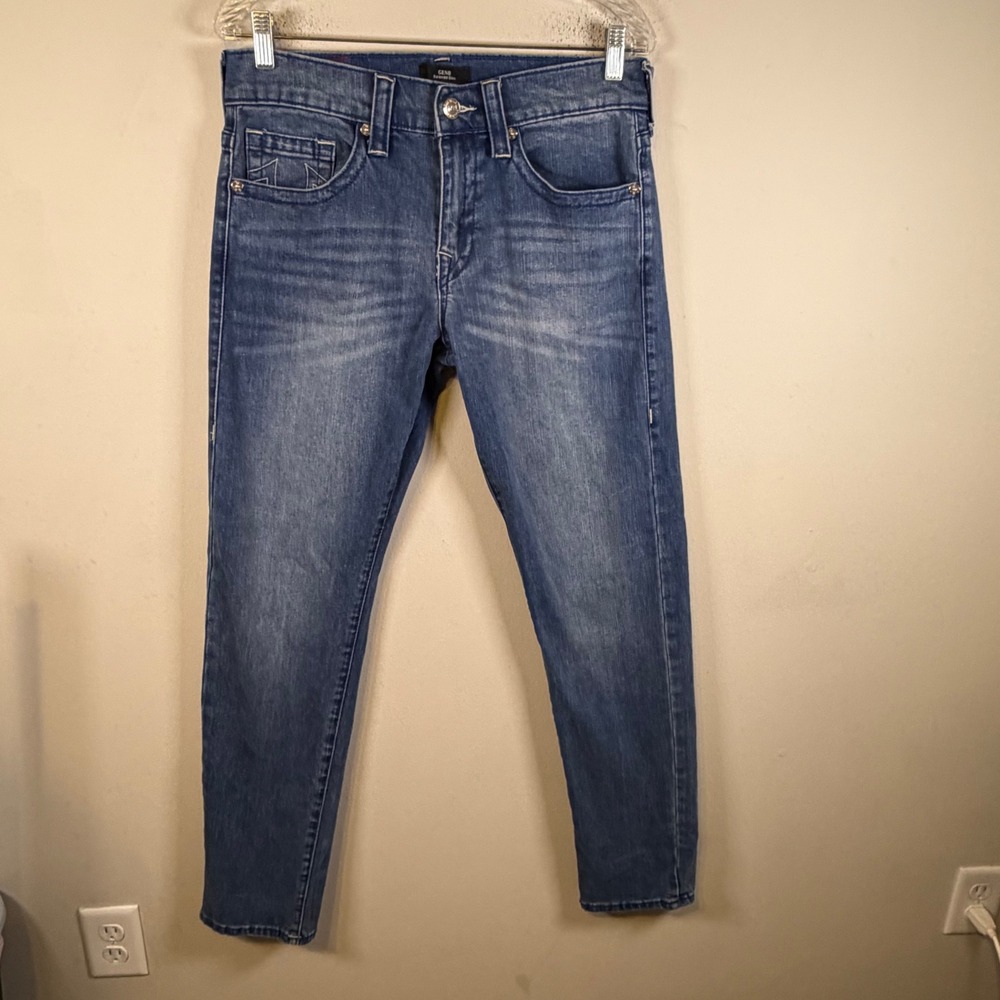 True Religion Mens Geno Relaxed Slim Horseshoe Stitch Blue Jeans Size 31